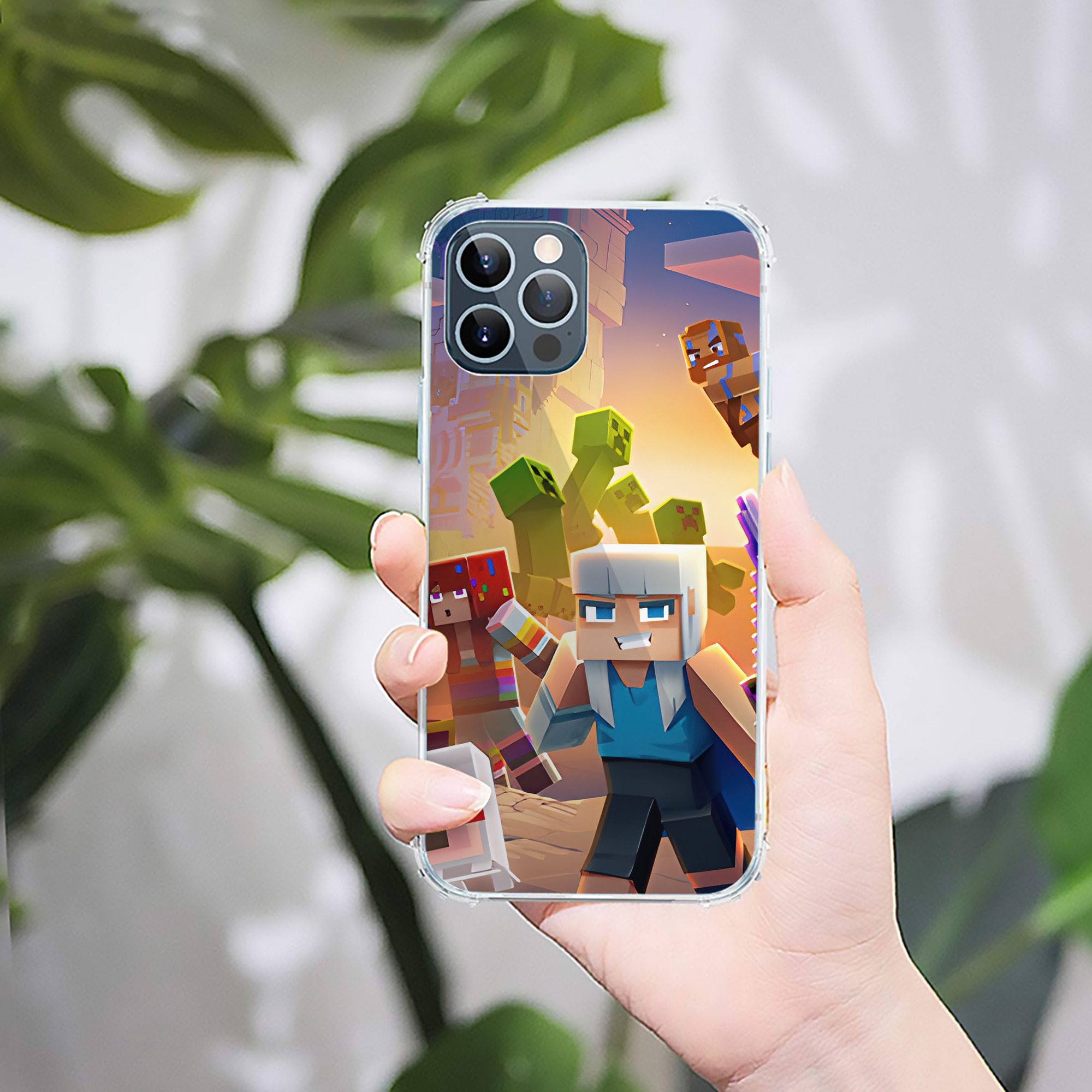 （画像用） マインクラフト ブロックの世界 Minecraft MC Block world 【iPhone 12シリーズ対応】透明スマホケース（クリアソフトケース）